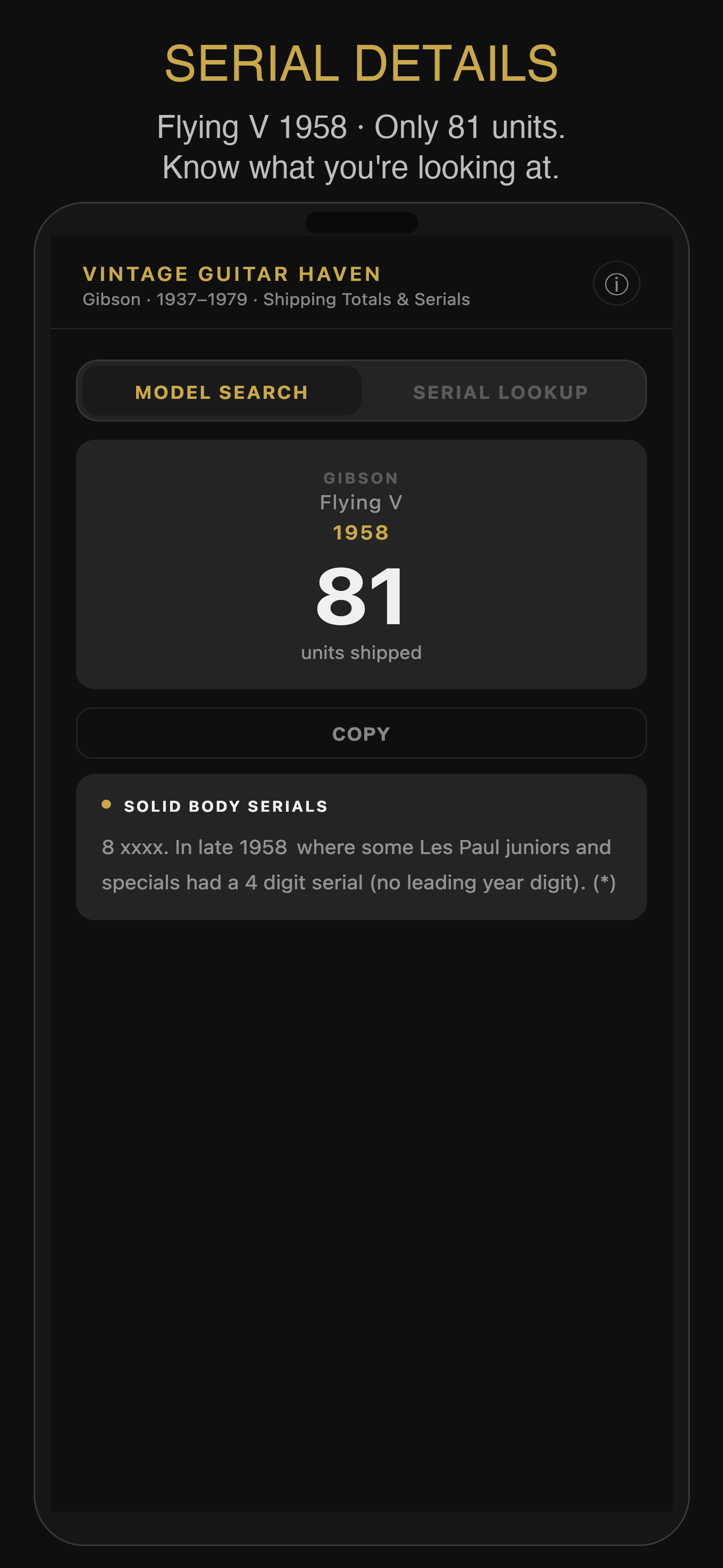 Serial range and 81 units